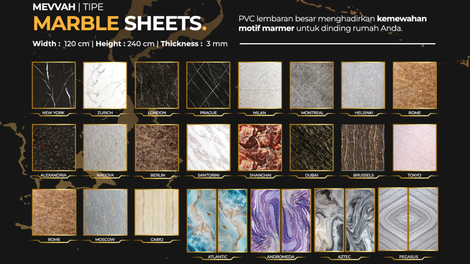 wall panel motif marmer merk mevvah
