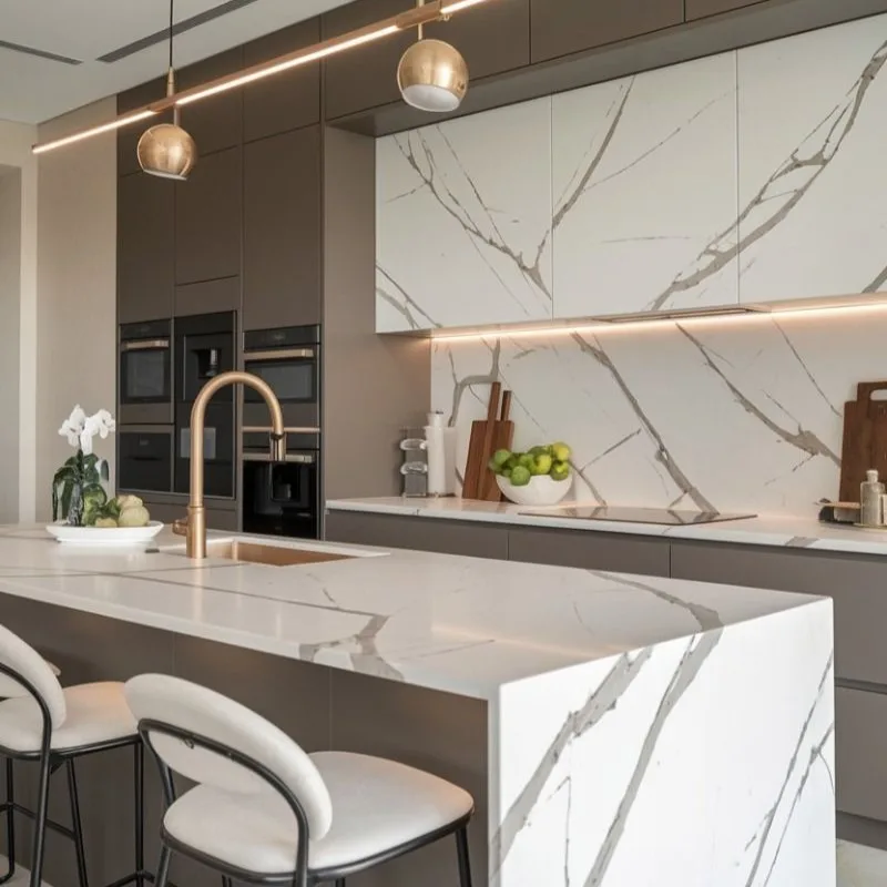 Dapur Minimalis Bermotif Marmer