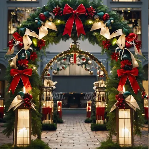 Rangkaian Lampu dan Bunga Natal
