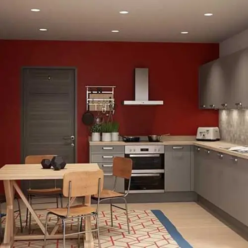 dinding ruang dapur warna pink magenta