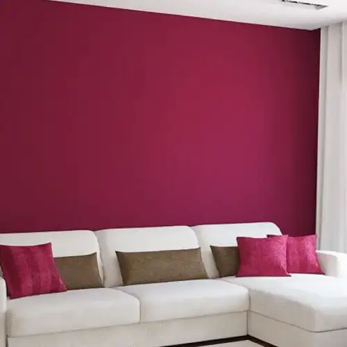 dinding ruang tamu warna pink magenta