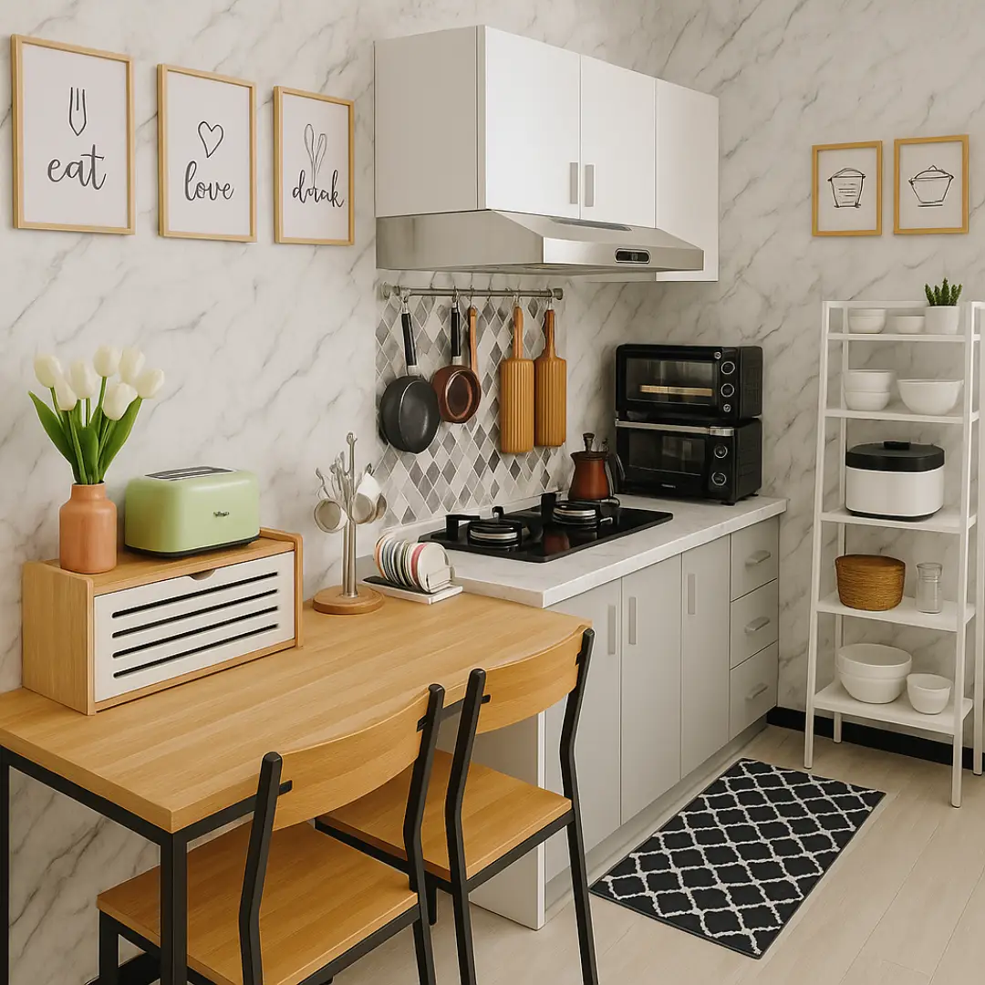 interior dapur menggunakan wall panel mevvah