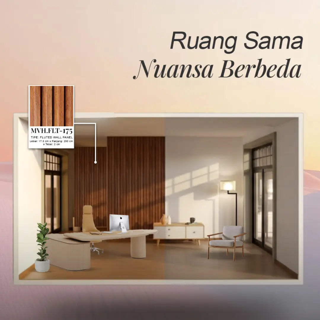 interior rumah dengan fluted wall panel kayu mevvah