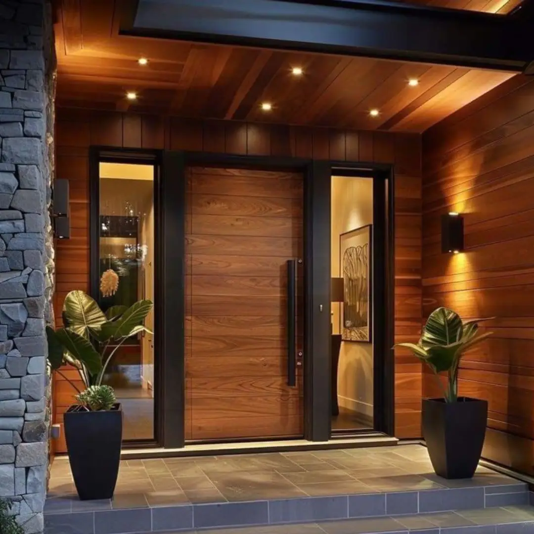 Perpaduan Kayu dan Batuan Natural