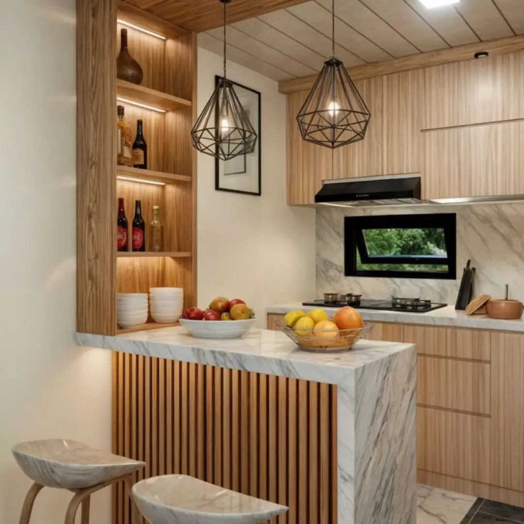 Kitchen Set Mini Bar Dapur Kecil Desain Mewah Natural