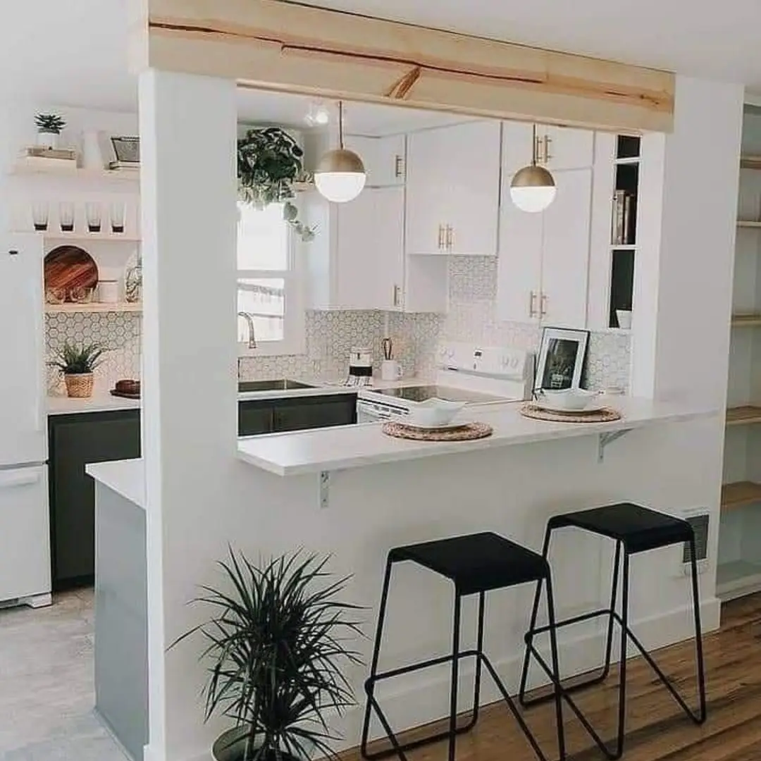 Kitchen Set Mini Bar Dapur Kecil Nuansa Putih Minimalis