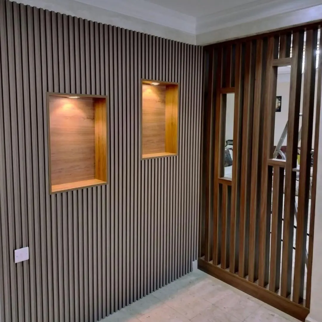 wpc wall panel fluted coklat