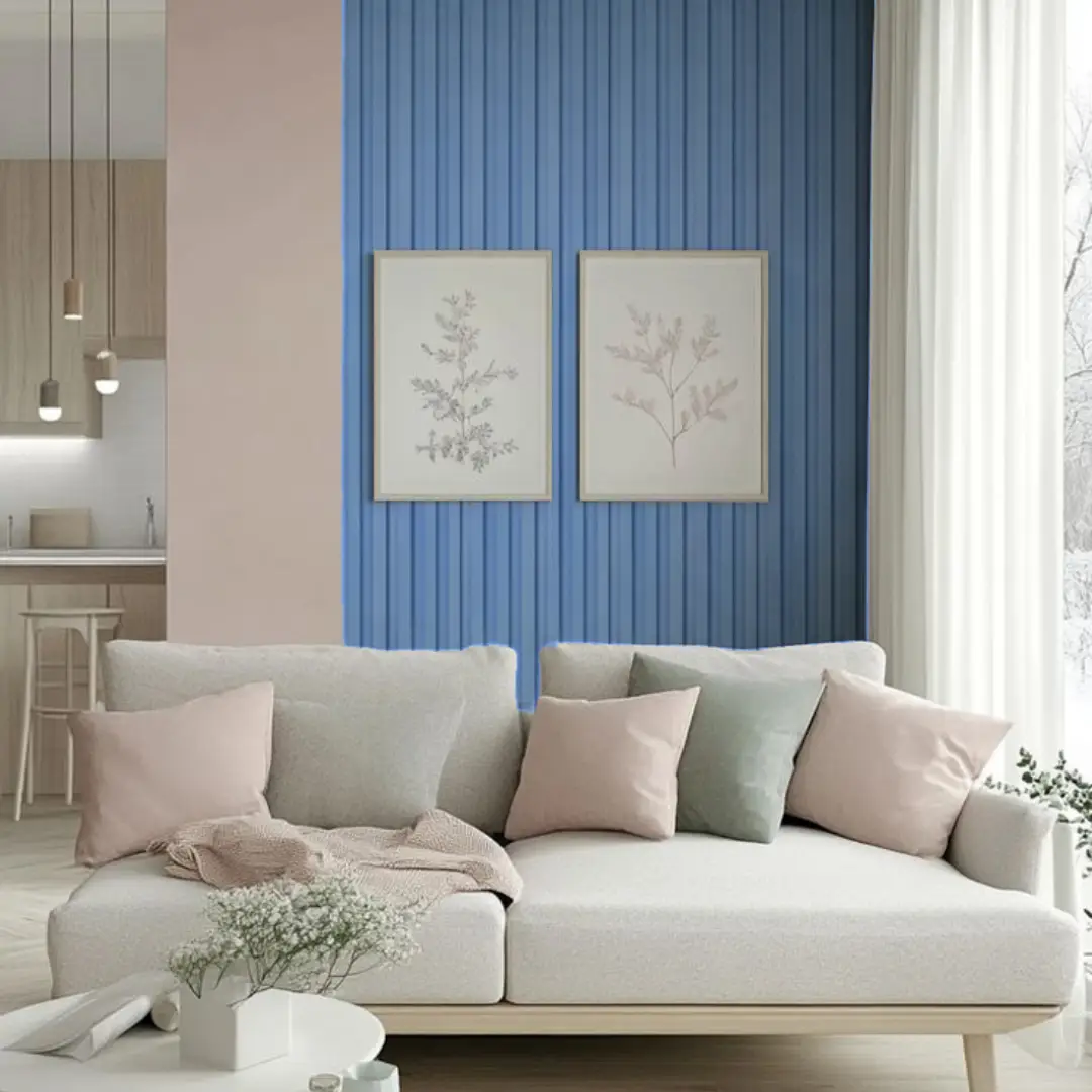 wpc wall panel fluted light blue