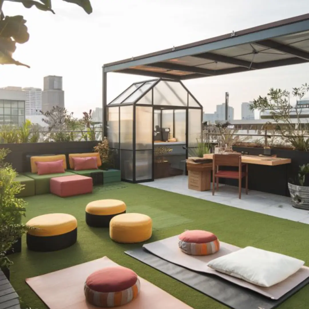 Rooftop Terbuka dengan Rumah Kaca Sayuran