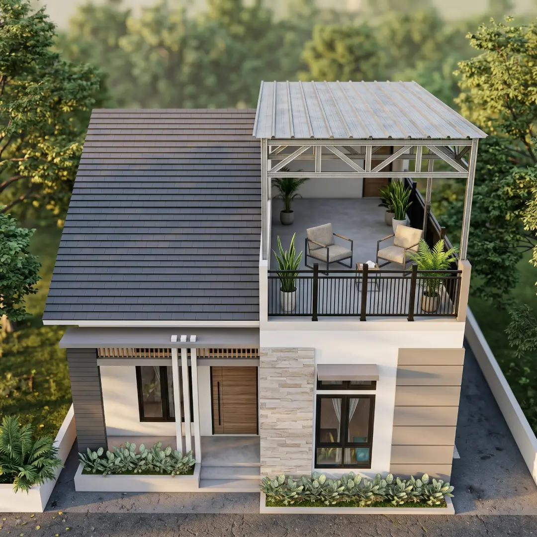 Rooftop dengan Kanopi Baja Ringan
