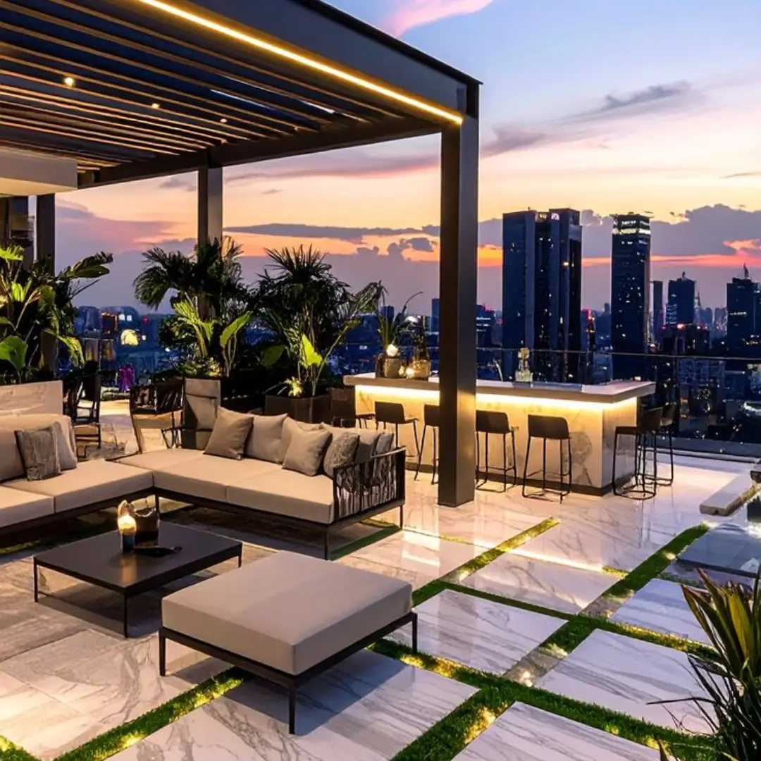Rooftop Lantai Marmer dan Lounge Mewah