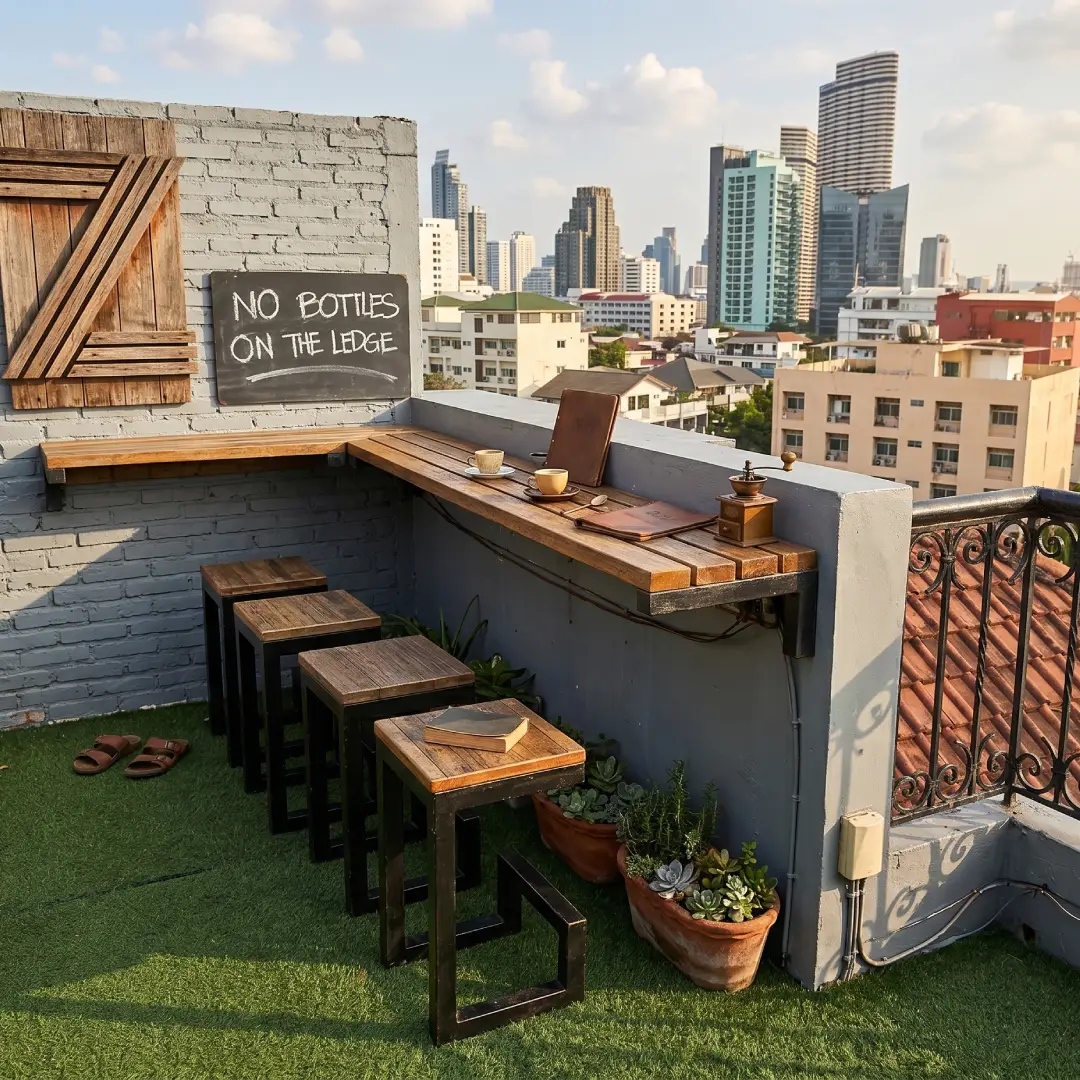 Rooftop dengan Coffee Corner Minimalis