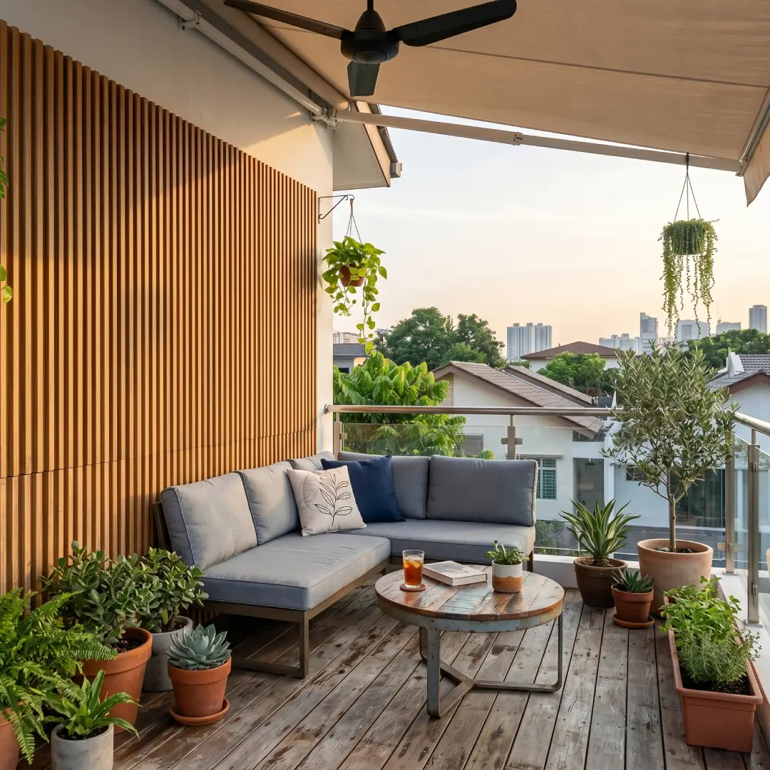 rooftop rumah dengan wall panel fluted motif kayu merk mevvah