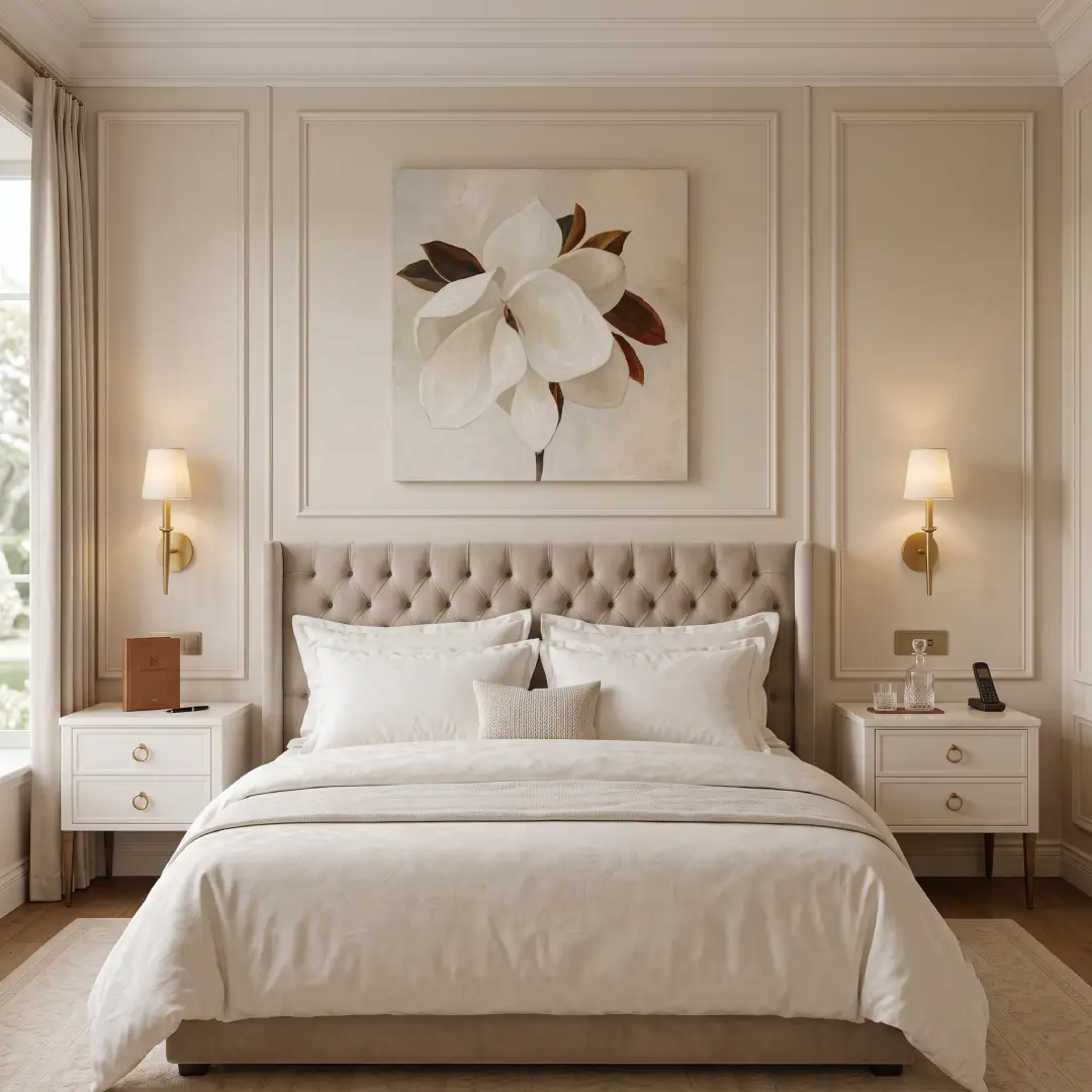 Kamar Cream Polos Ala Hotel Bintang Lima
