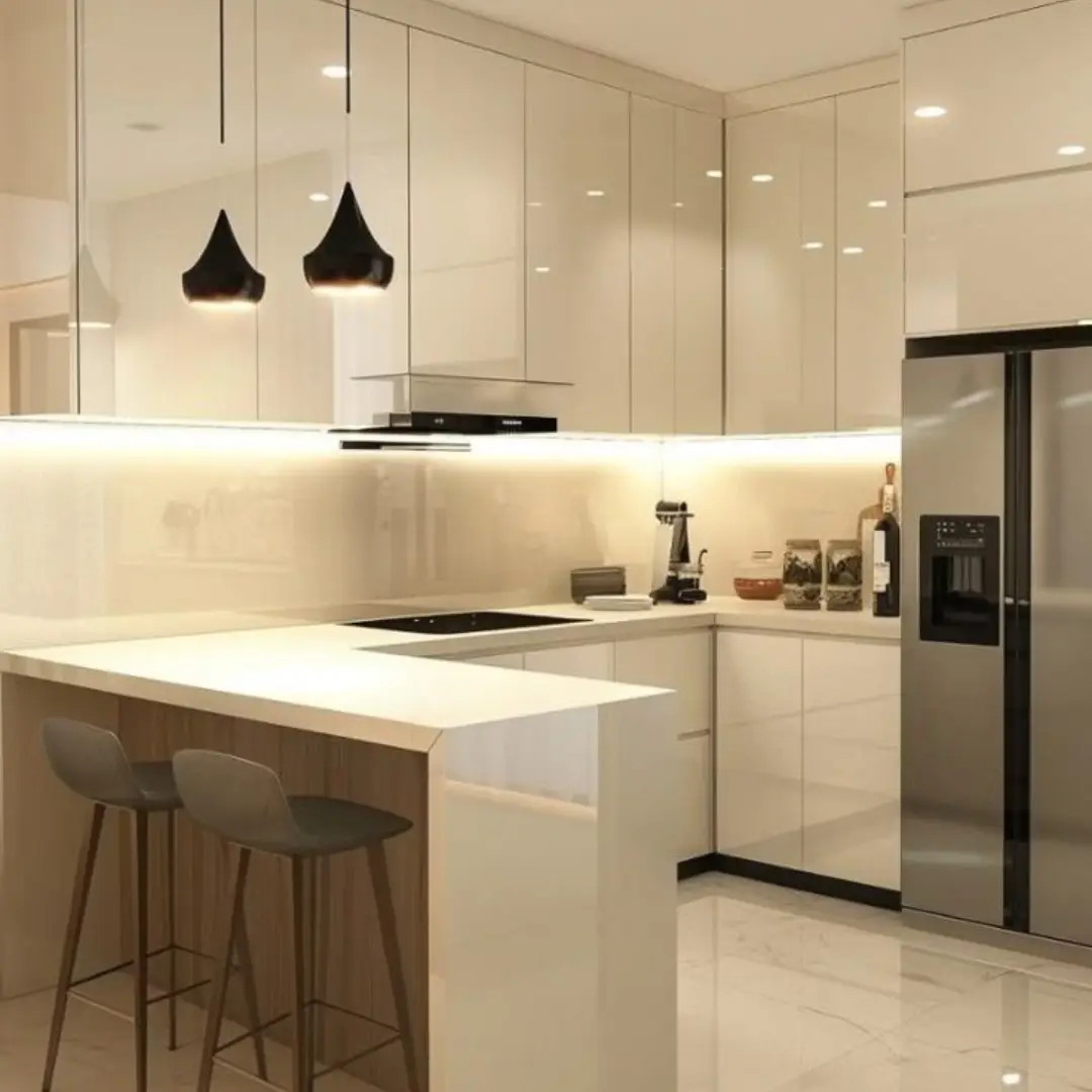 Kitchen Set Mewah Warna Putih Glossy