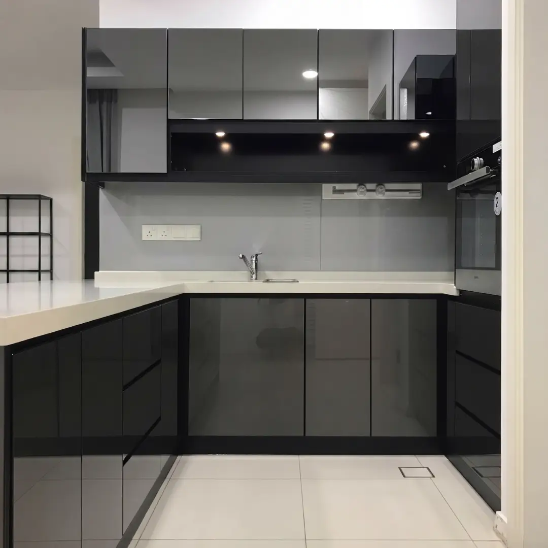 Model Kitchen Set Aluminium Hitam Glossy