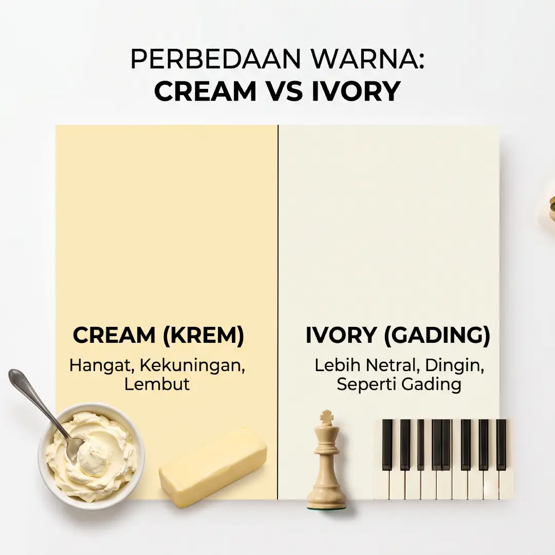 Perbedaan Warna Cream dan Ivory