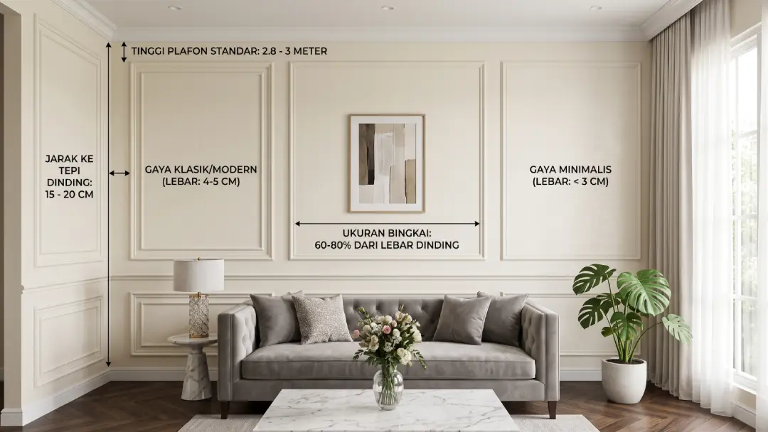 Read more about the article Jangan Salah! Ini Ukuran Wall Moulding Ruang Tamu agar Tampak Ideal