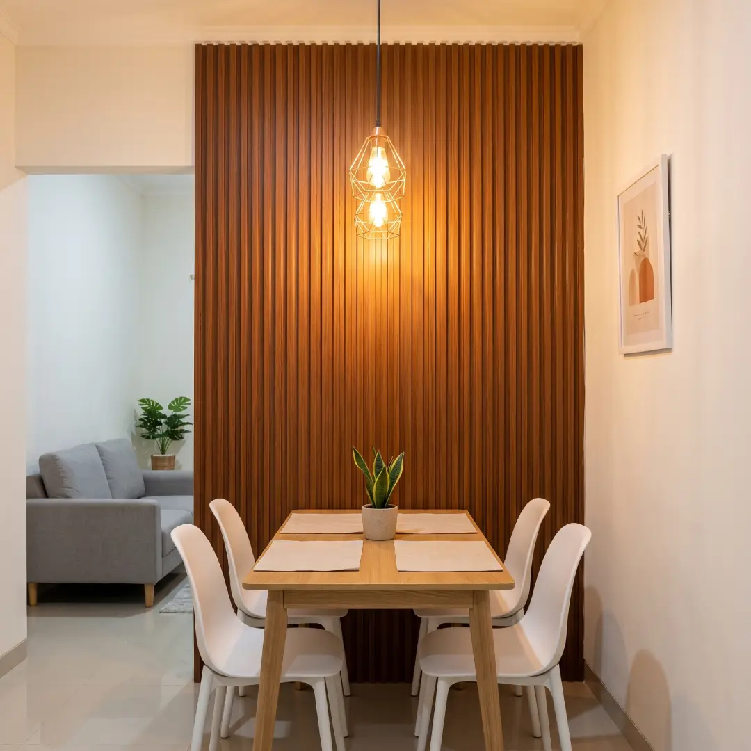 Fluted Wall Panel untuk Ruang Makan Minimalis