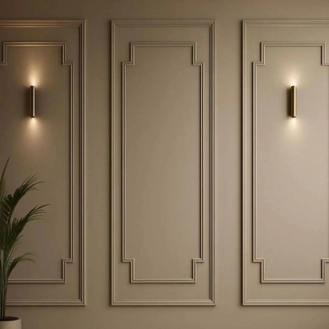 Model Wall Moulding Minimalis dengan Panel Simetris