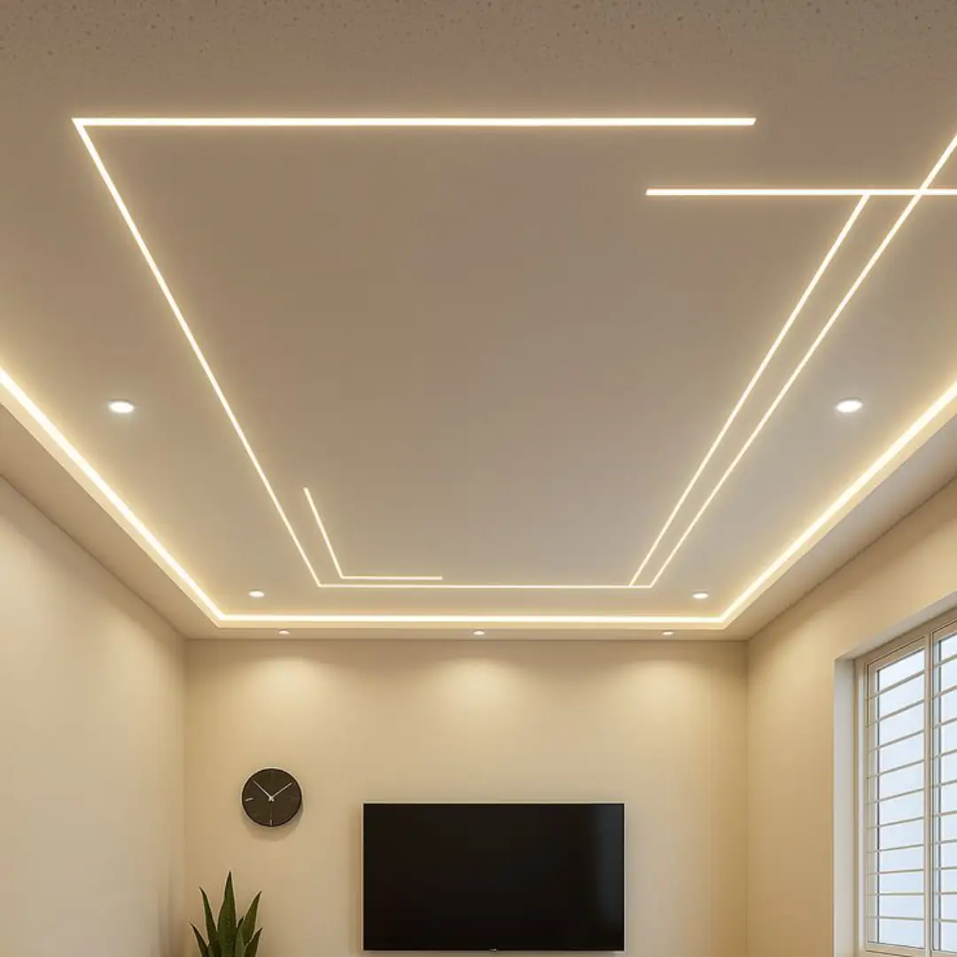 Plafon Persegi Panjang dengan LED Linear Modern