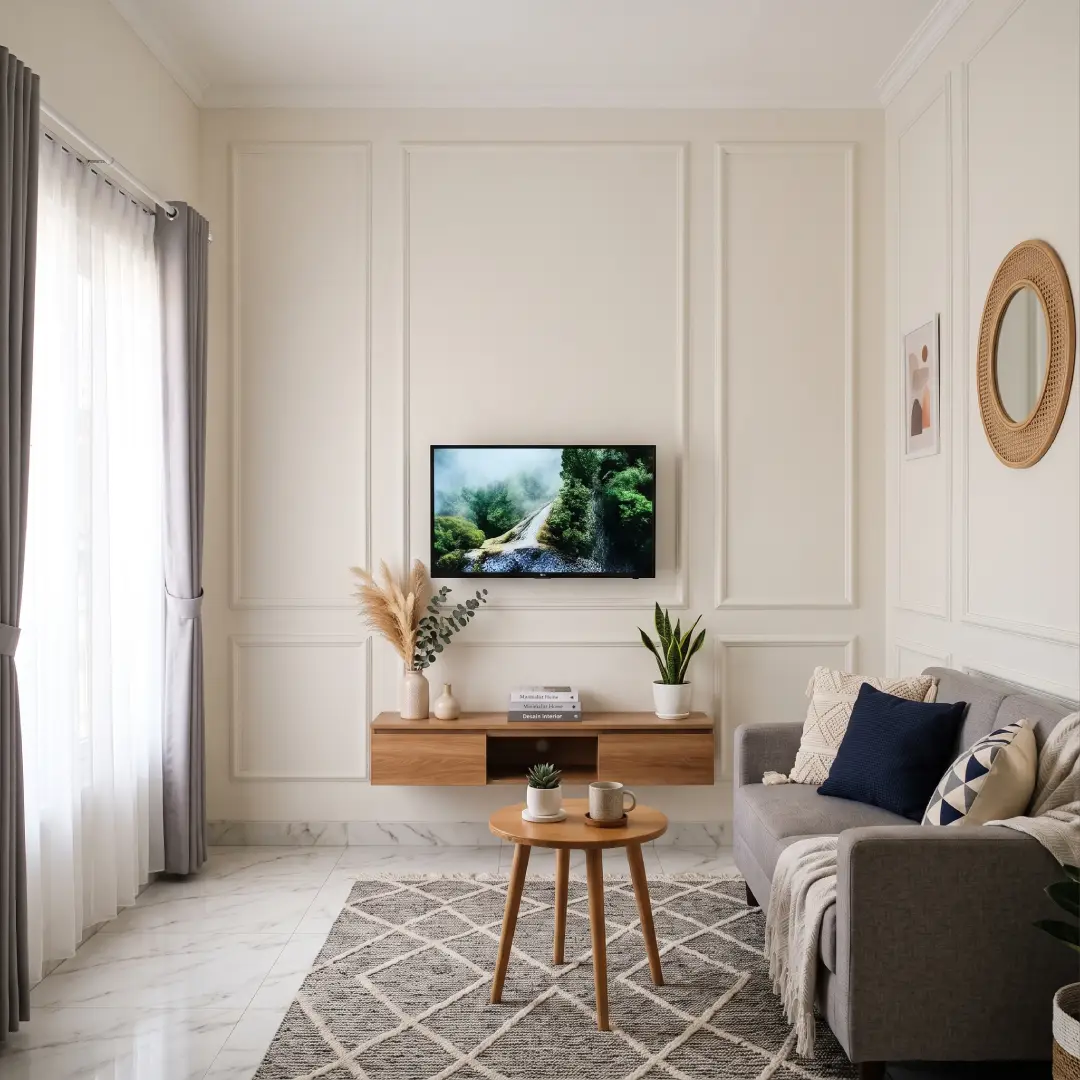 Wall Moulding Pada Ruang Tamu Kecil