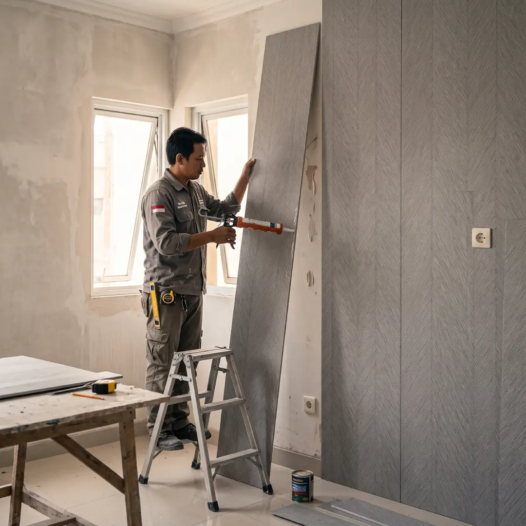 cara pasang wallboard dinding merk mevvah