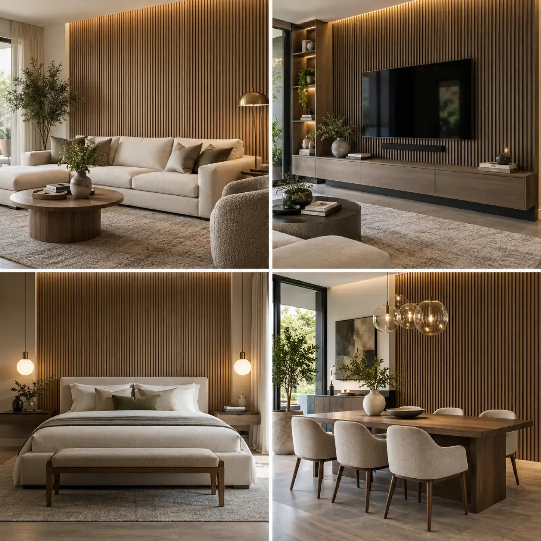 fluted wall panel dalam berbagai interior
