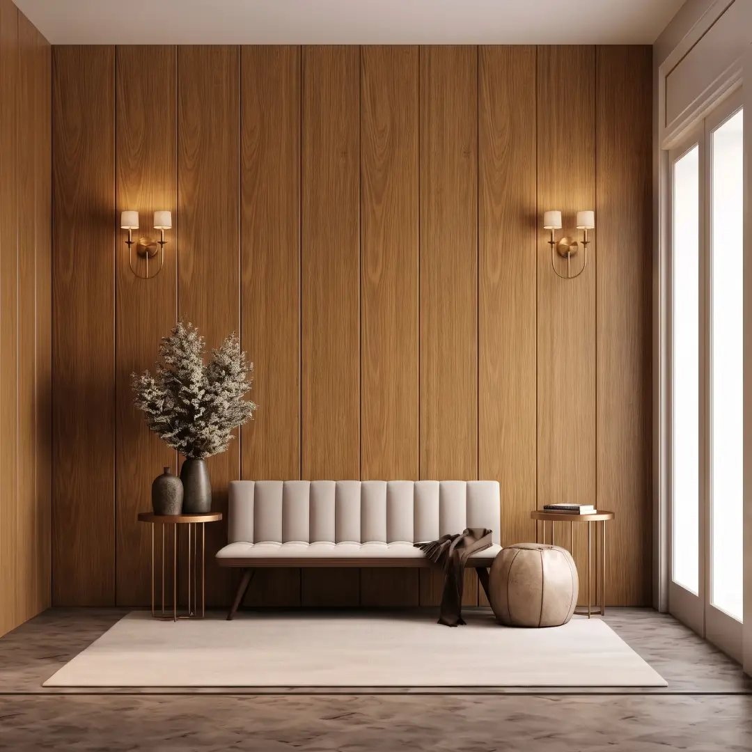Kamar dengan Wallboard Motif Medium Wood