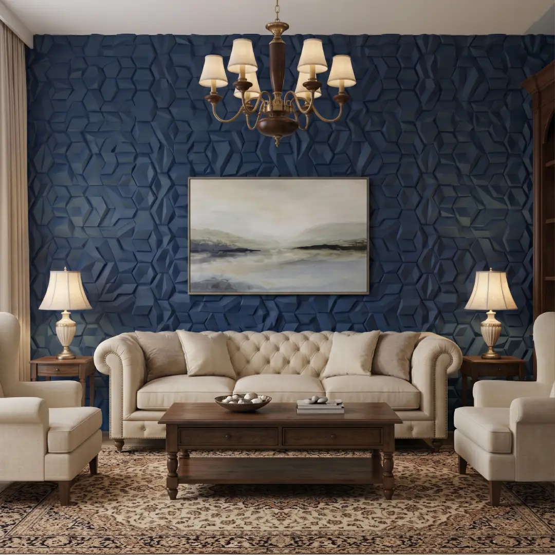 Wallboard Biru Model 3D Geometric