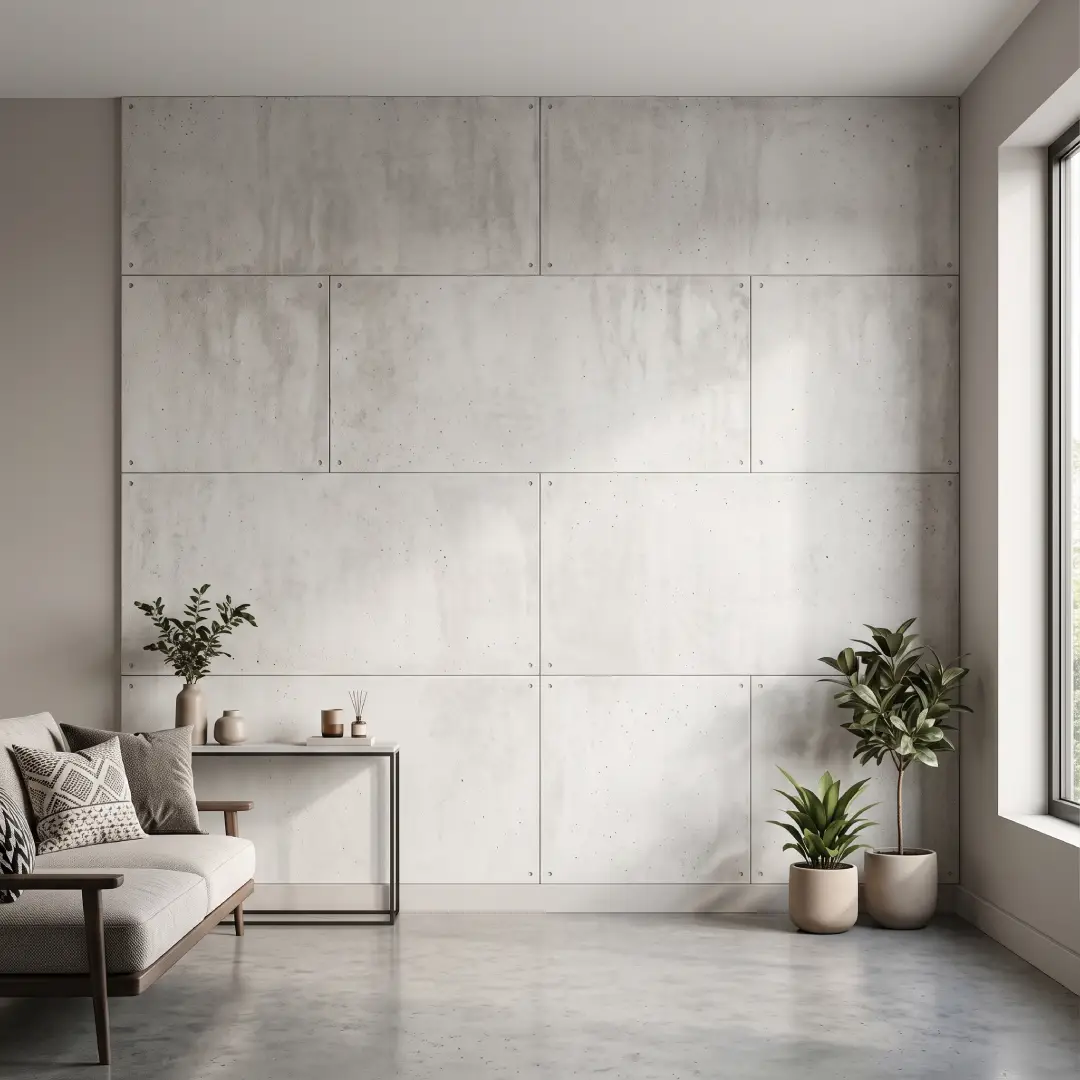 interior rumah dengan wallboard grc